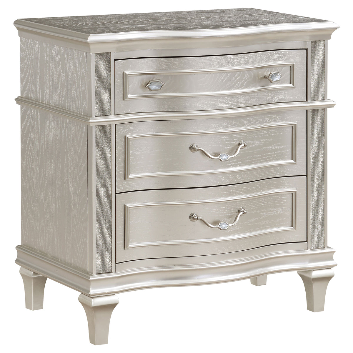 Evangeline 3-drawer Nightstand with USB Ports Silver Oak