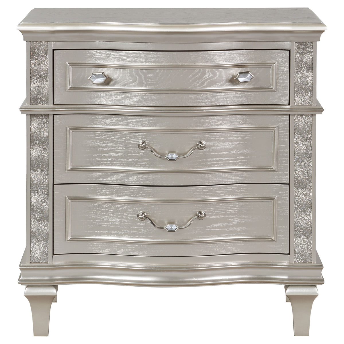 Evangeline 3-drawer Nightstand with USB Ports Silver Oak