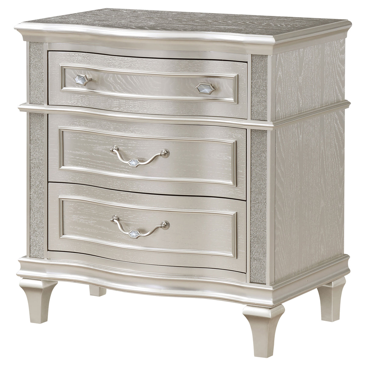 Evangeline 3-drawer Nightstand with USB Ports Silver Oak