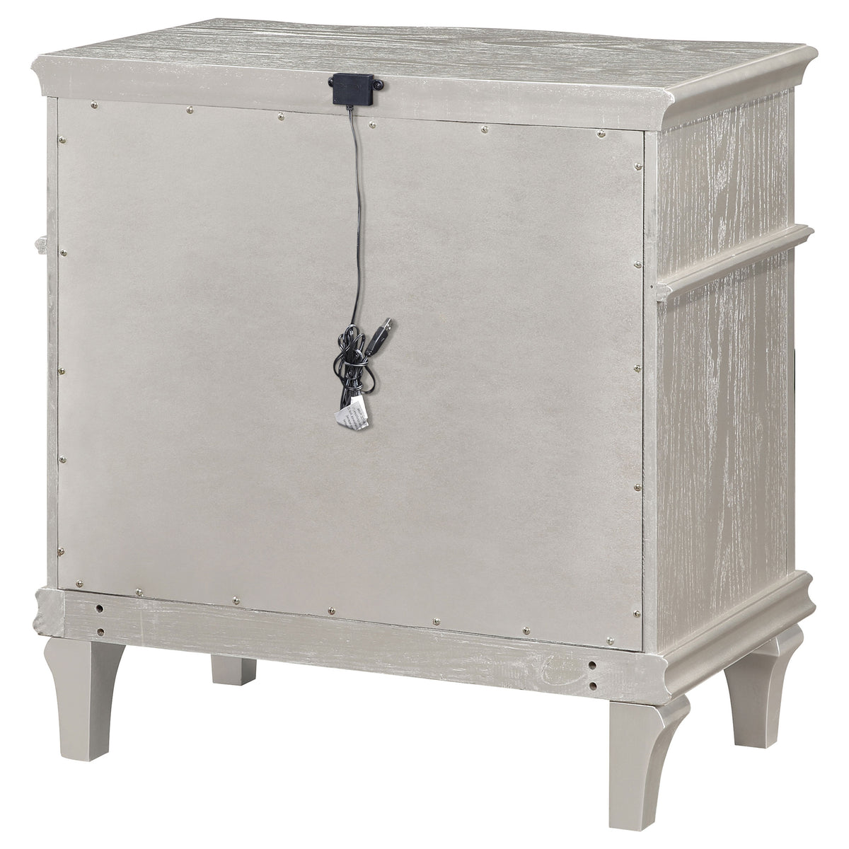 Evangeline 3-drawer Nightstand with USB Ports Silver Oak