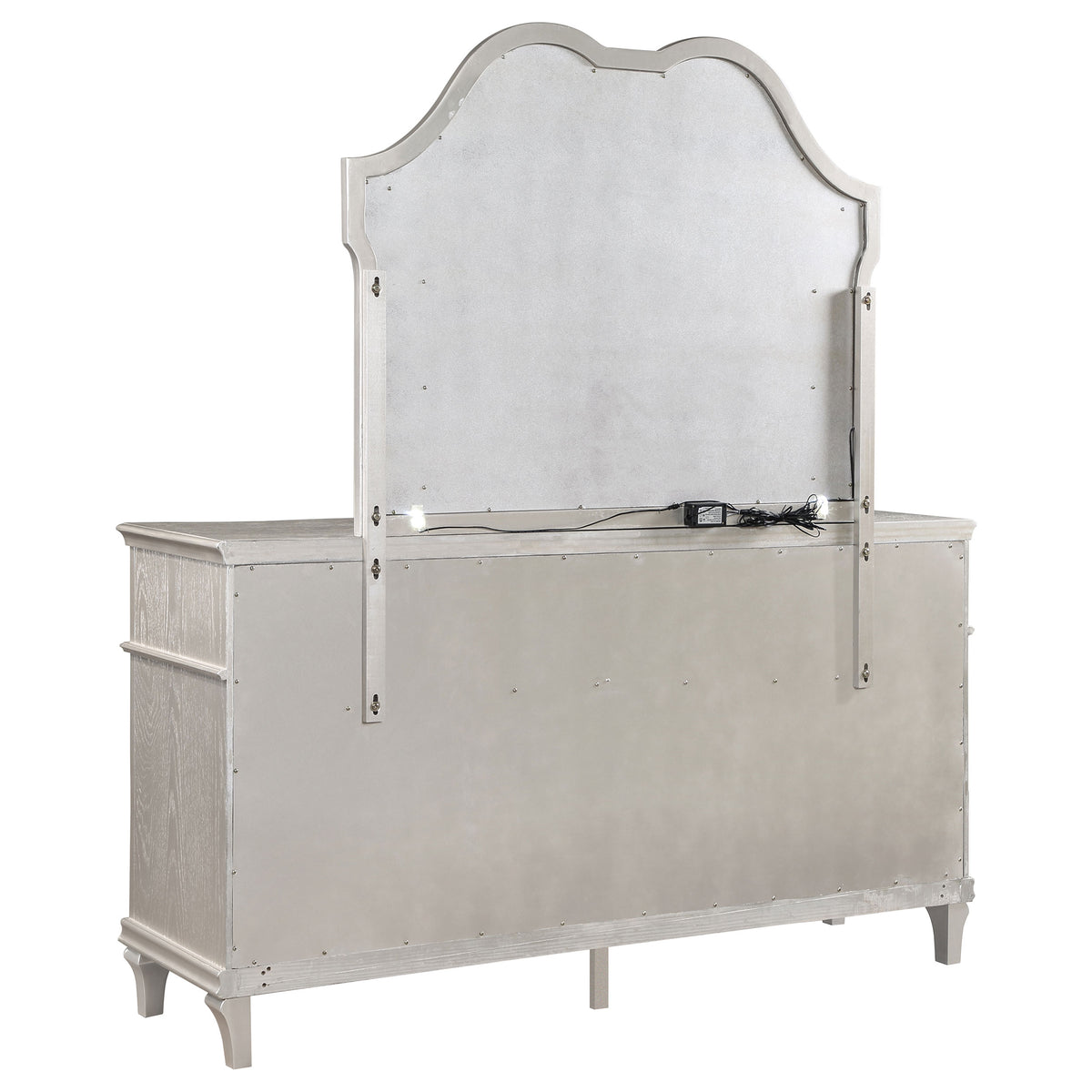 Evangeline 9-drawer Dresser with LED Mirror Silver Oak
