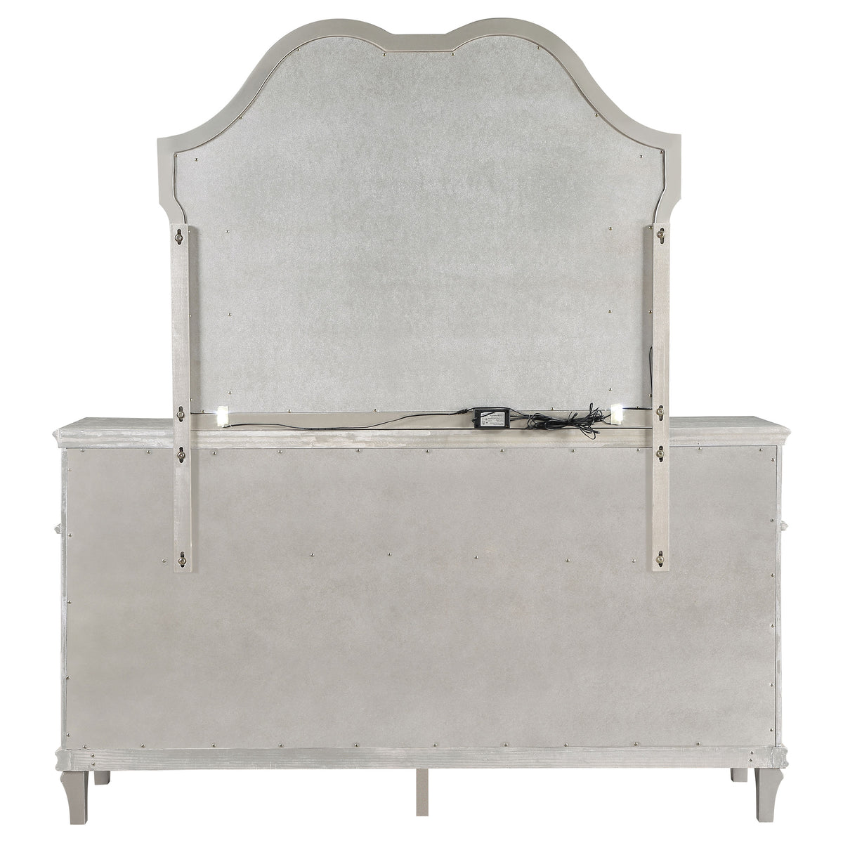 Evangeline 9-drawer Dresser with LED Mirror Silver Oak