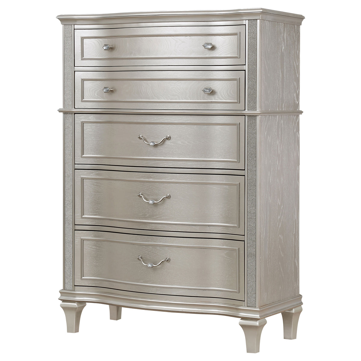Evangeline 5-drawer Bedroom Chest Silver Oak