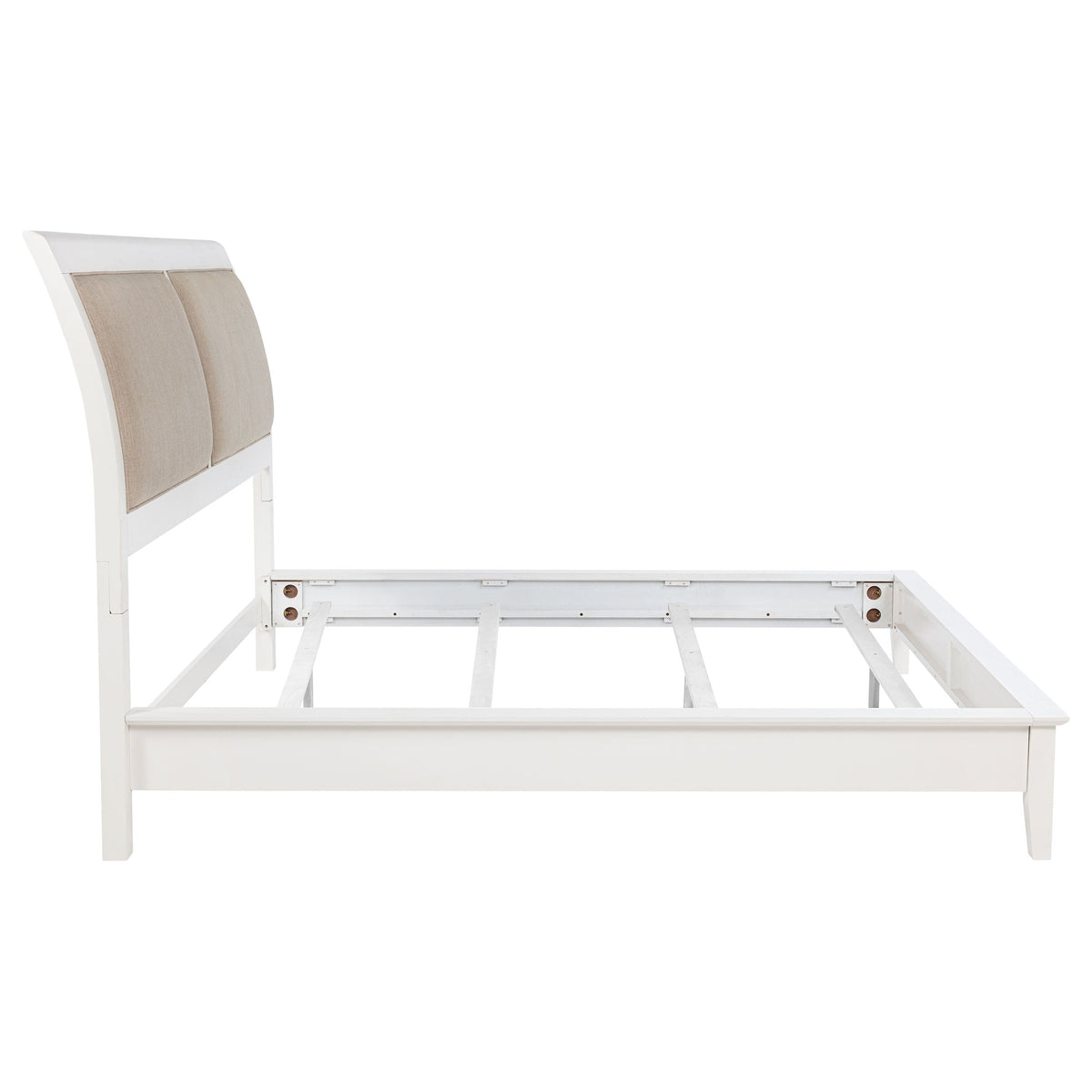 Bexhill Upholstered Panel Bed Eastern King White and Linen