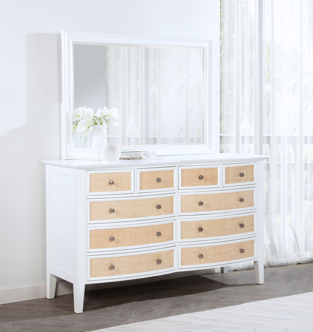 Bexhill 10-drawer Dresser with Mirror White