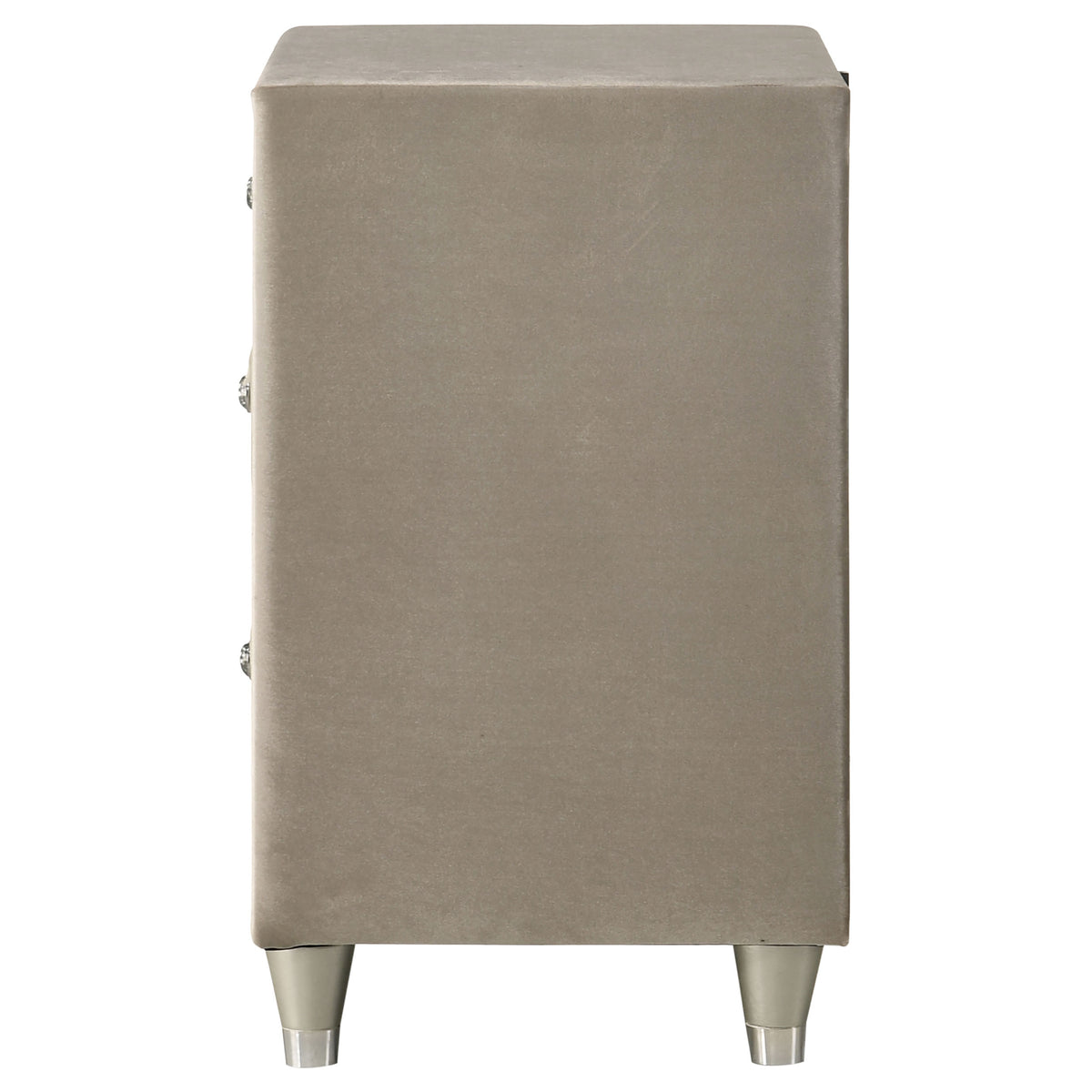 Antonella Upholstered 3-drawer Nightstand with USB Ports Ivory and Camel