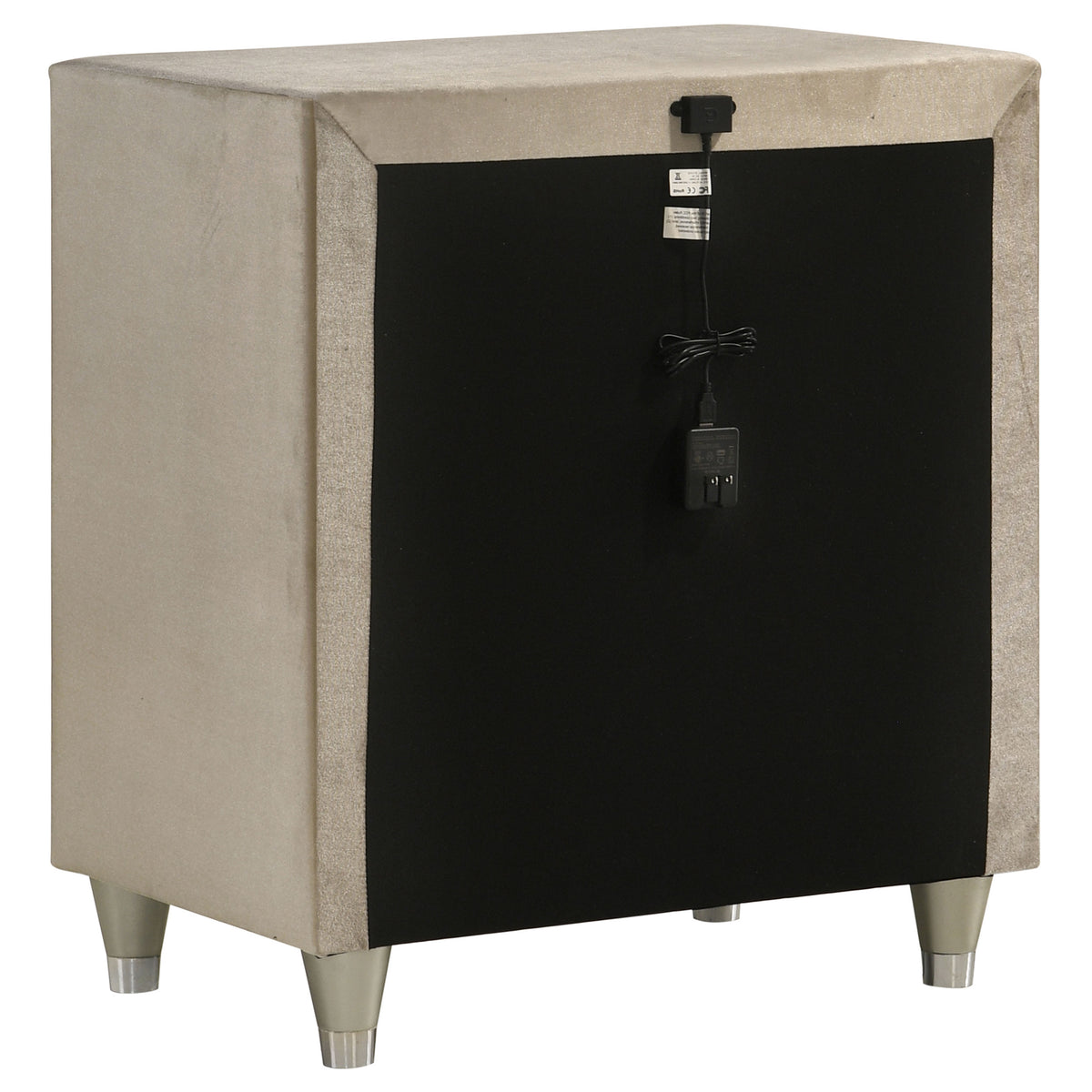 Antonella Upholstered 3-drawer Nightstand with USB Ports Ivory and Camel