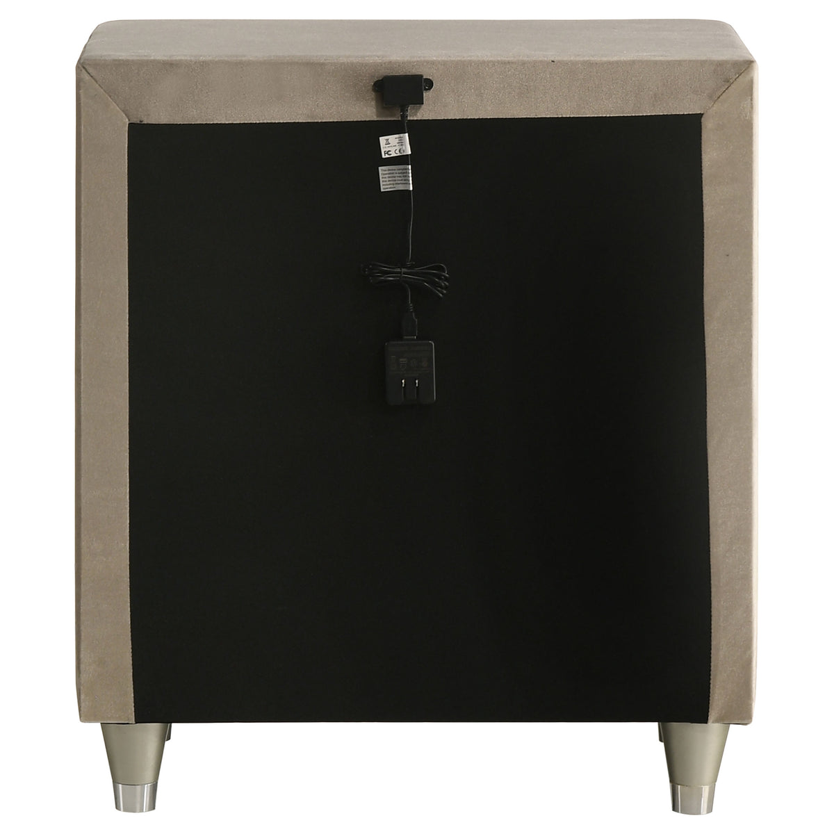 Antonella Upholstered 3-drawer Nightstand with USB Ports Ivory and Camel