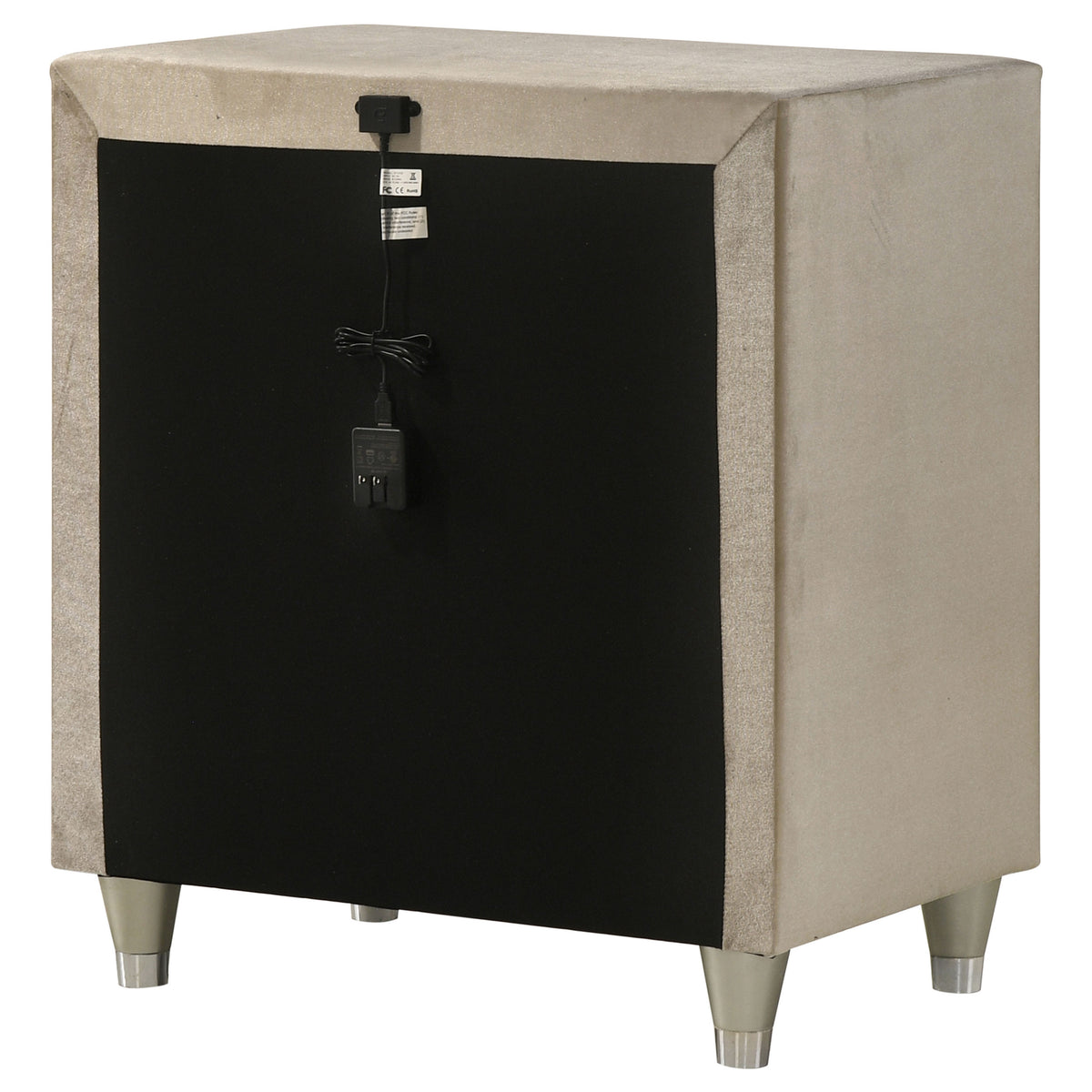 Antonella Upholstered 3-drawer Nightstand with USB Ports Ivory and Camel
