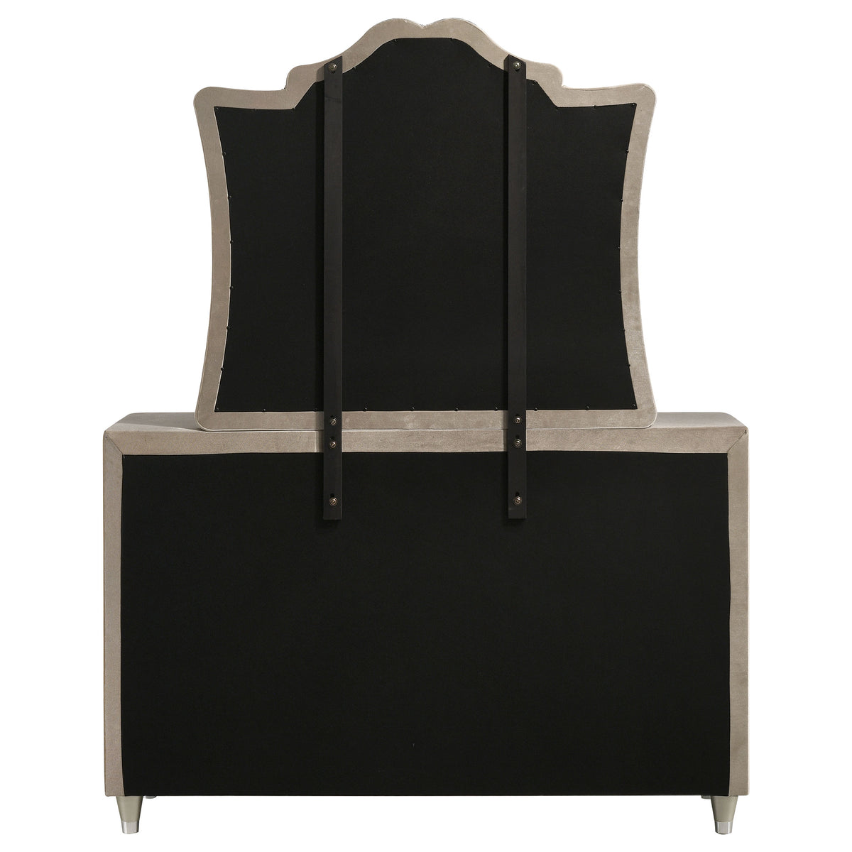 Antonella Upholstered 7-drawer Dresser with Mirror Ivory and Camel