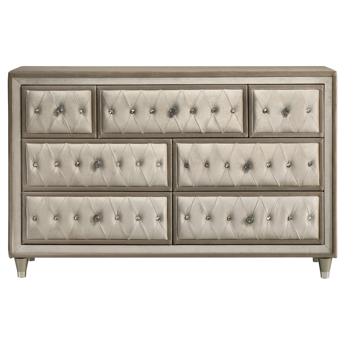 Antonella Upholstered 7-drawer Dresser Ivory and Camel