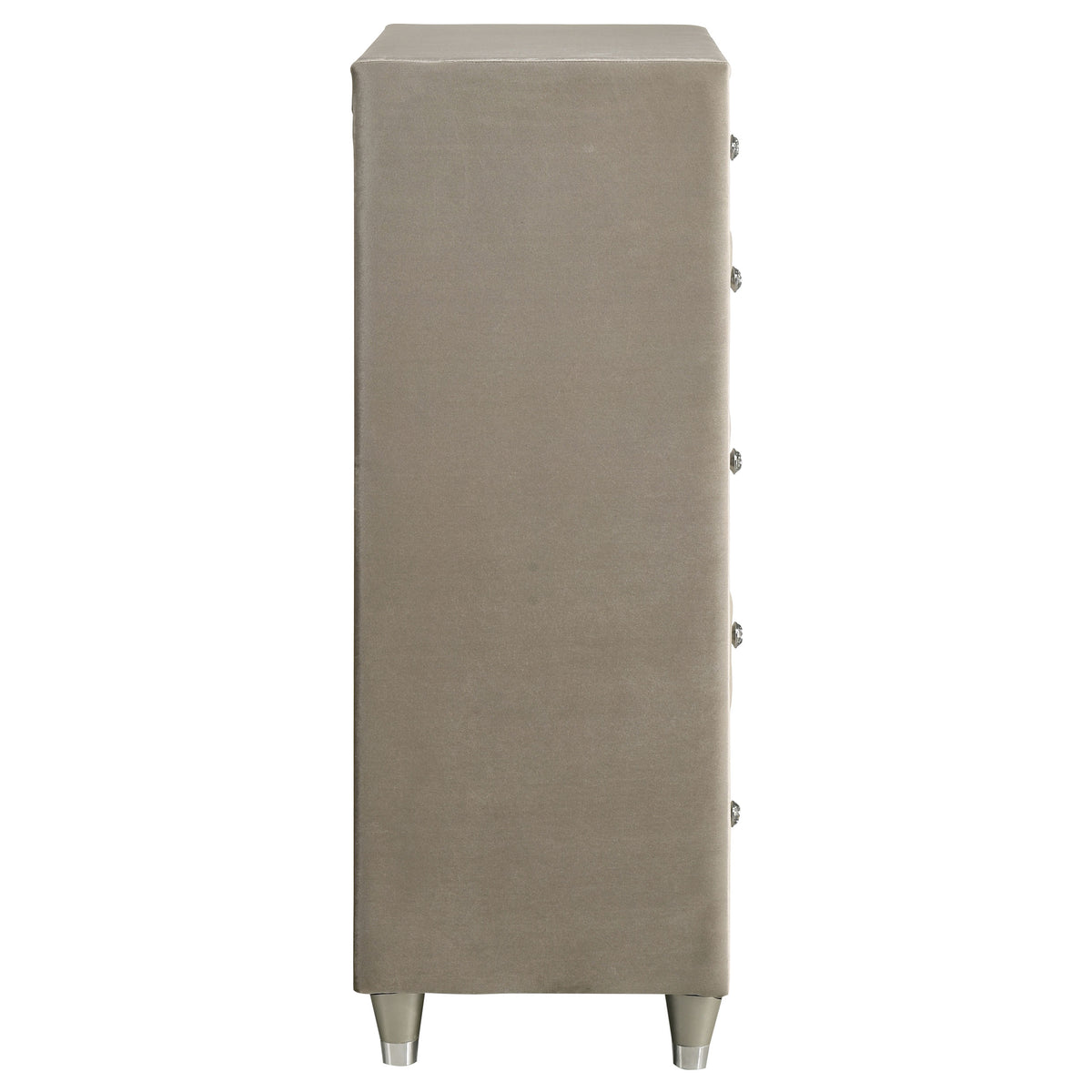 Antonella Upholstered 5-drawer Bedroom Chest Ivory and Camel