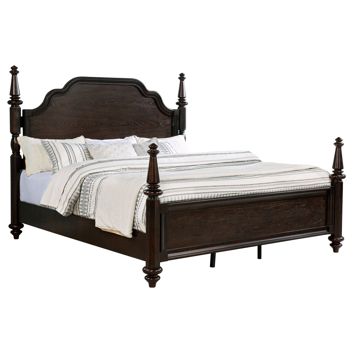 Andover Wood Four-Poster Bed Eastern King Dark Oak