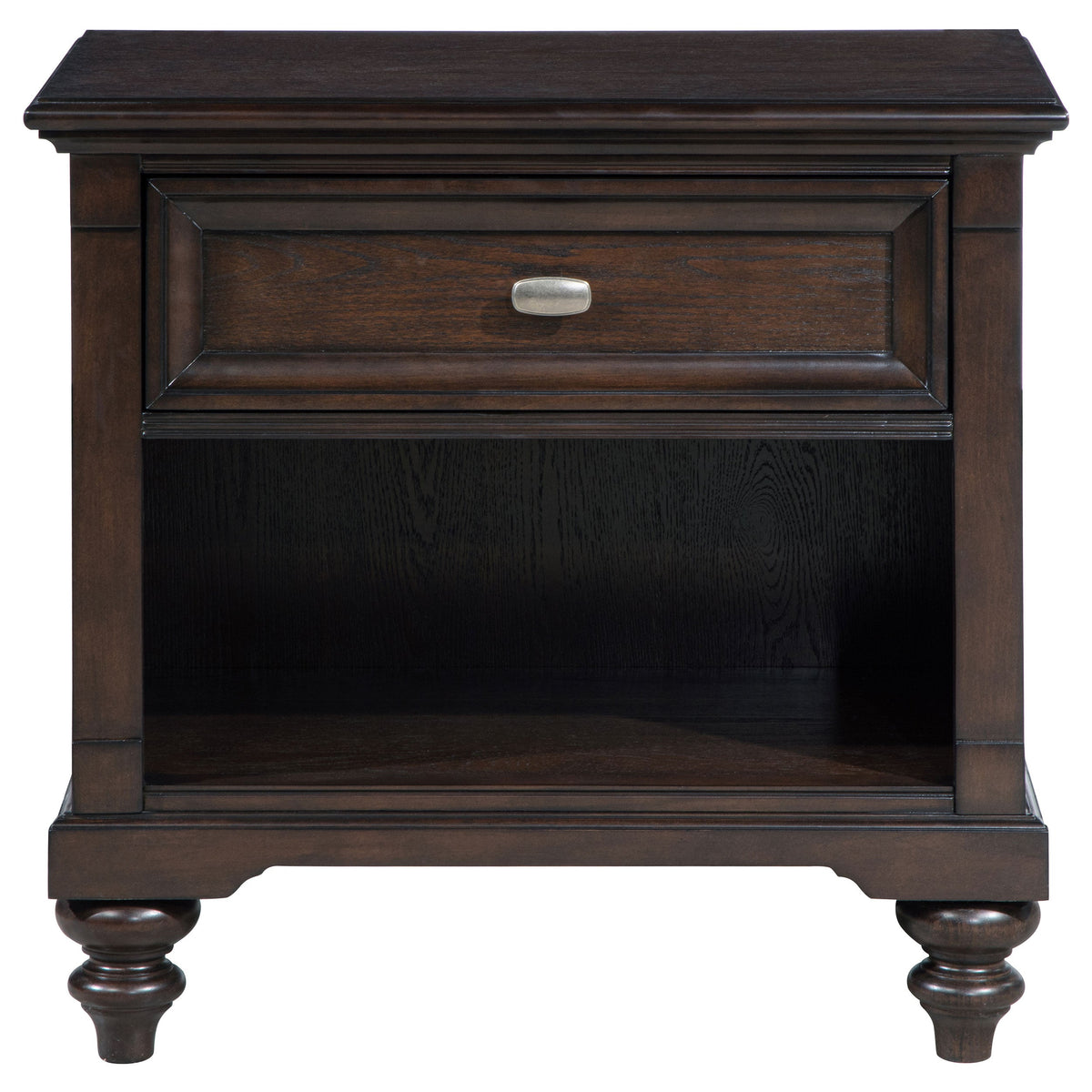 Andover 1-drawer Nightstand with Open Cubby Dark Oak
