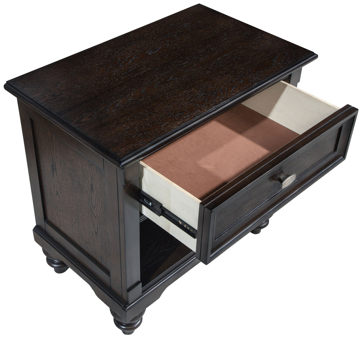 Andover 1-drawer Nightstand with Open Cubby Dark Oak