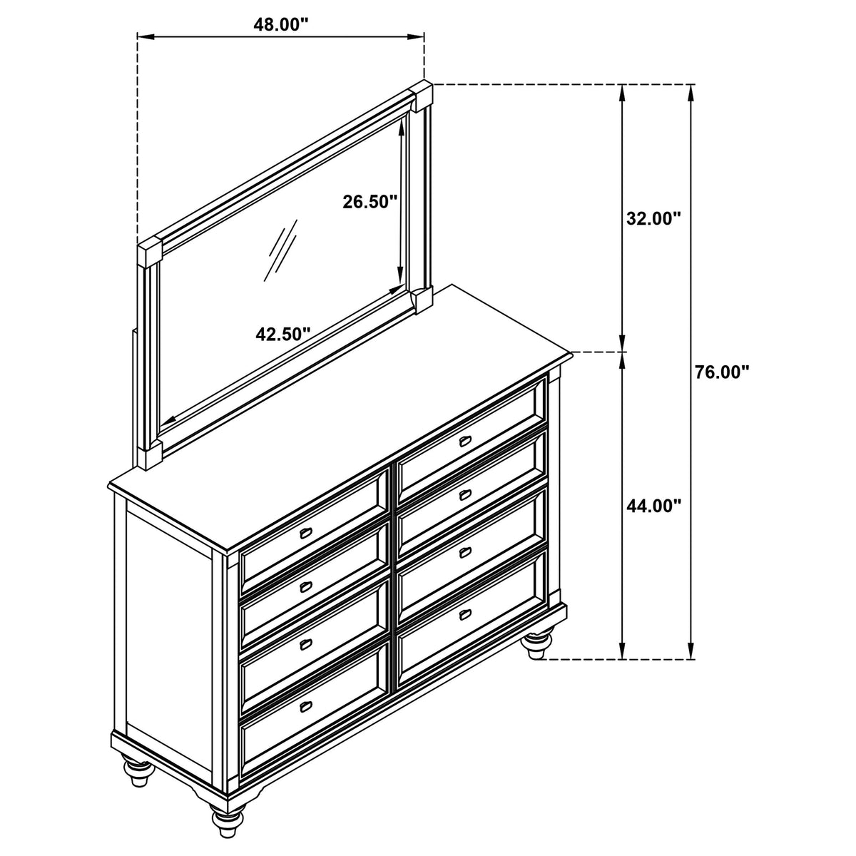 Andover 8-drawer Dresser with Mirror Dark Oak