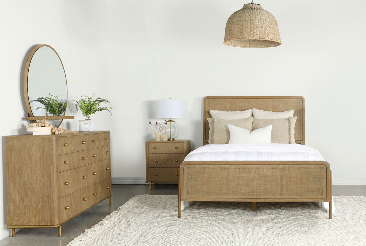 Arini 4-piece Eastern King Bedroom Set with Woven Cane Bed Sand Wash