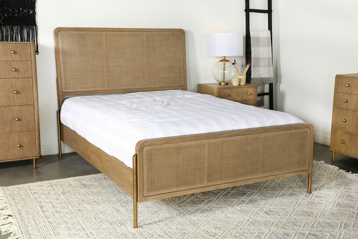 Arini Woven Cane Panel Bed Eastern King Sand Wash and Natural
