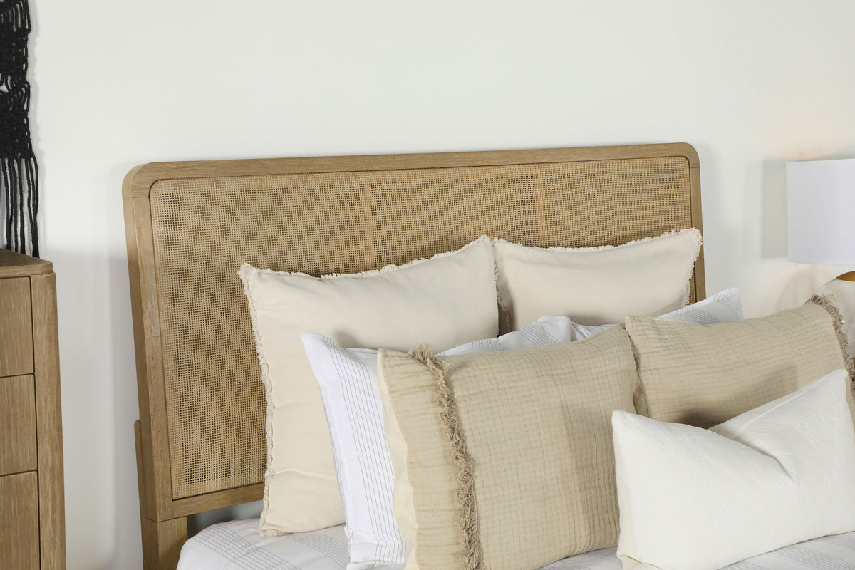 Arini Woven Cane Panel Bed California King Sand Wash and Natural