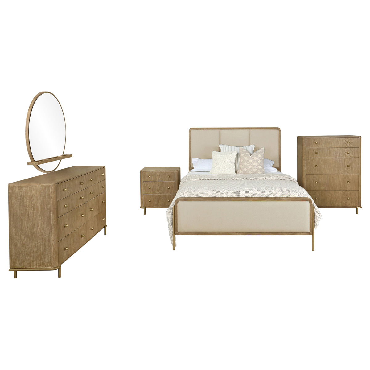 Arini 5-piece Eastern King Bedroom Set with Upholstered Bed Sand Wash