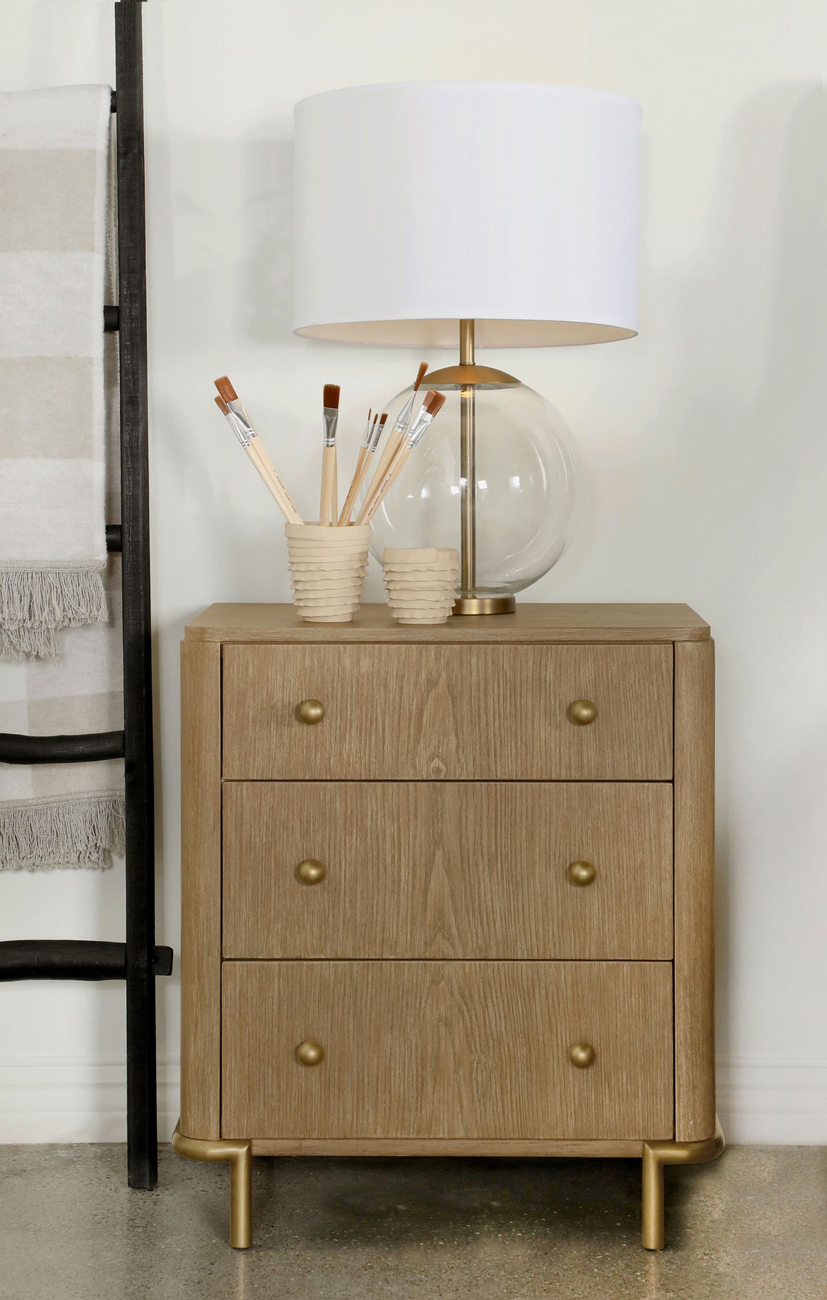 Arini 3-drawer Nightstand with USB Ports Sand Wash