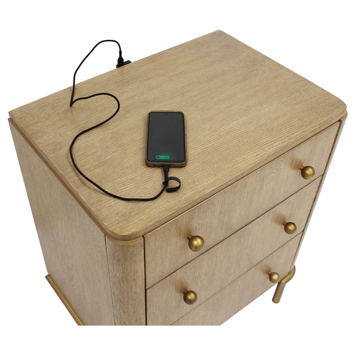 Arini 3-drawer Nightstand with USB Ports Sand Wash
