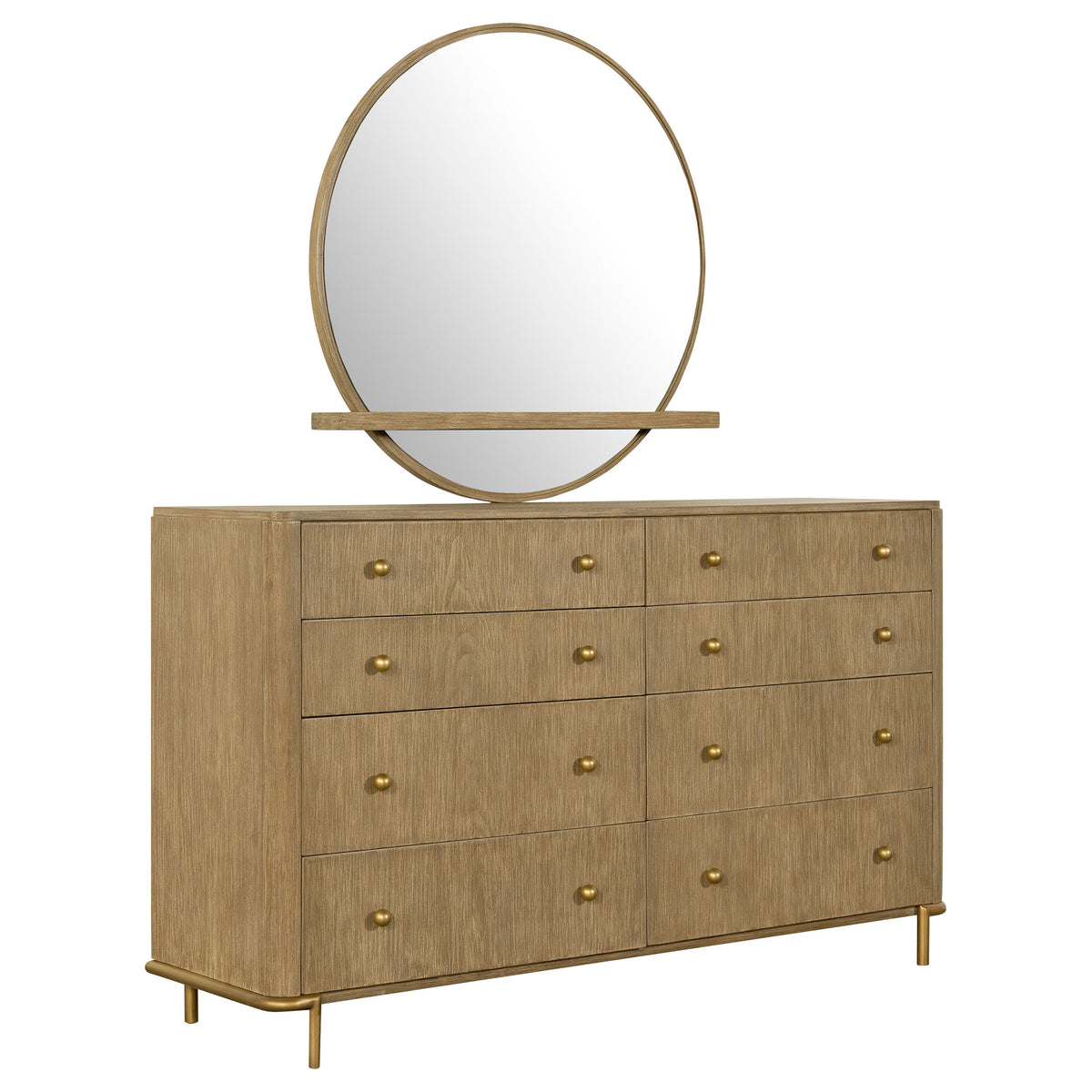 Arini 8-drawer Dresser with Round Mirror Sand Wash
