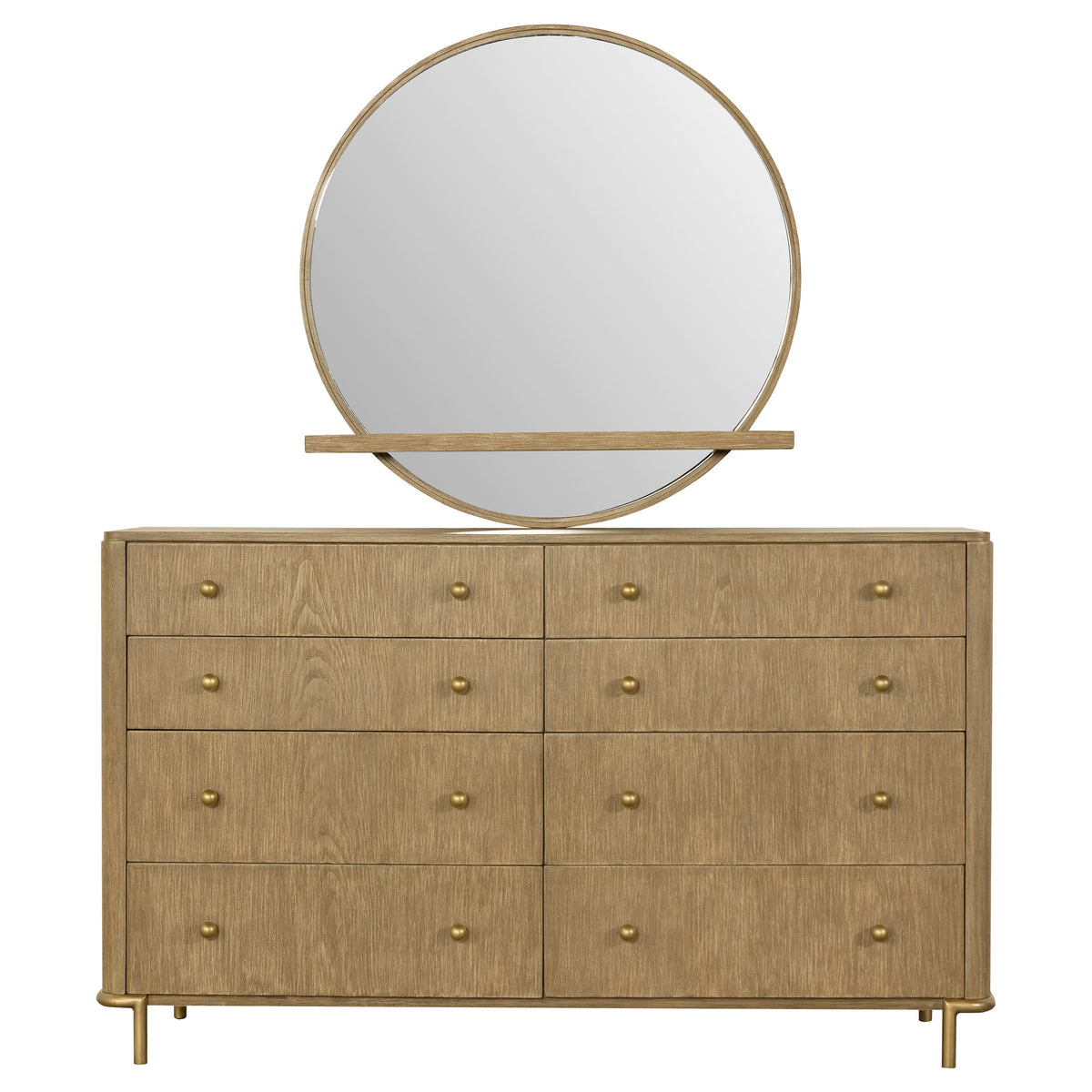 Arini 8-drawer Dresser with Round Mirror Sand Wash