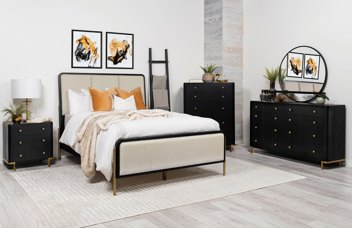 Arini 5-piece Eastern King Bedroom Set with Upholstered Bed Black