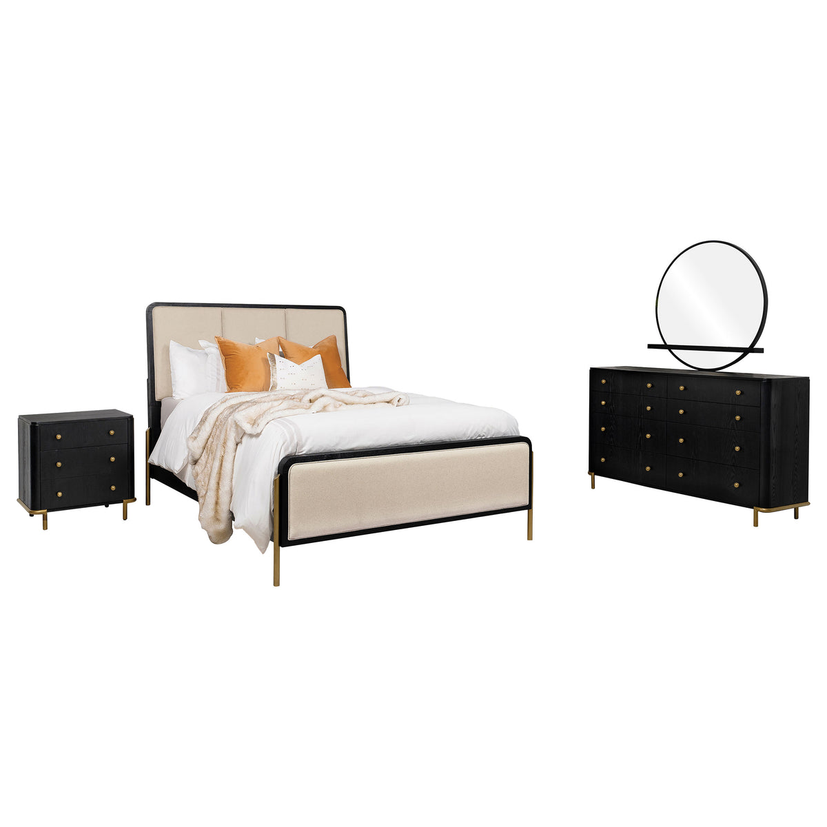 Arini 4-piece California King Bedroom Set with Upholstered Bed Black