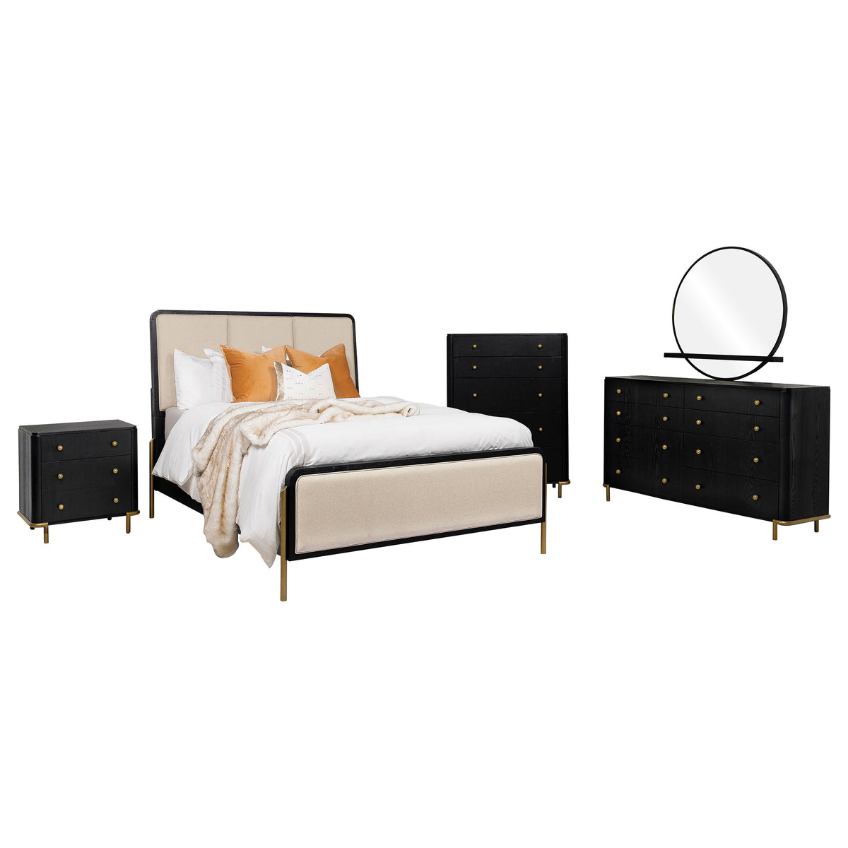 Arini 5-piece California King Bedroom Set with Upholstered Bed Black