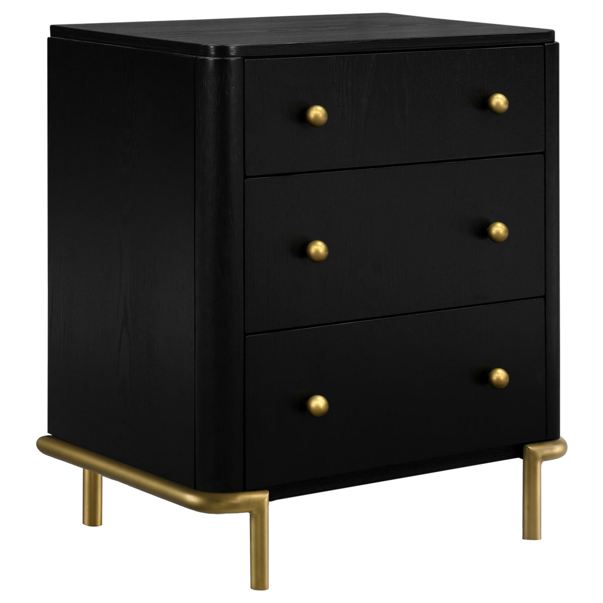 Arini 3-drawer Nightstand with USB Ports Black