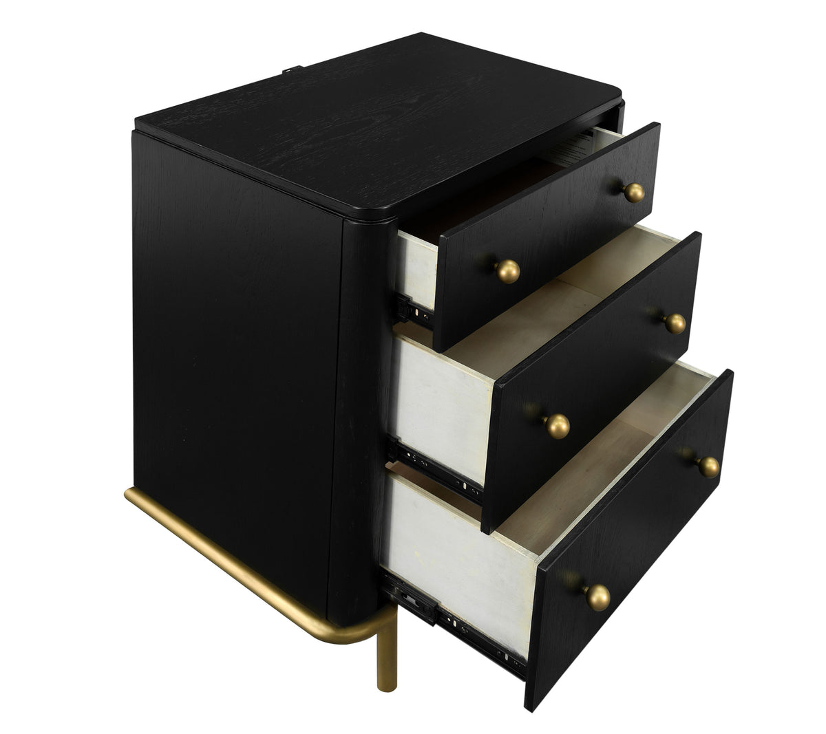 Arini 3-drawer Nightstand with USB Ports Black