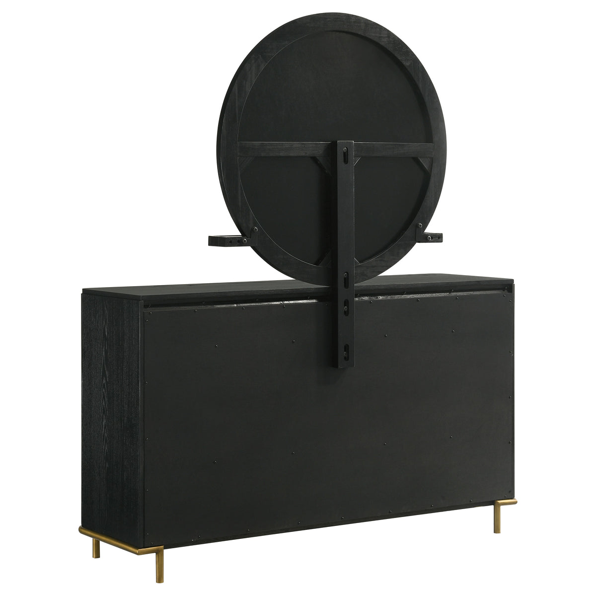 Arini 8-drawer Dresser with Round Mirror Black