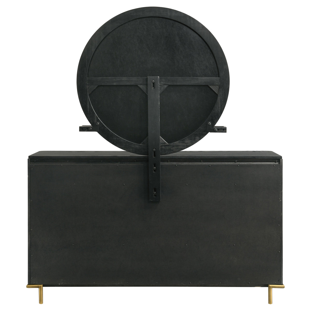 Arini 8-drawer Dresser with Round Mirror Black