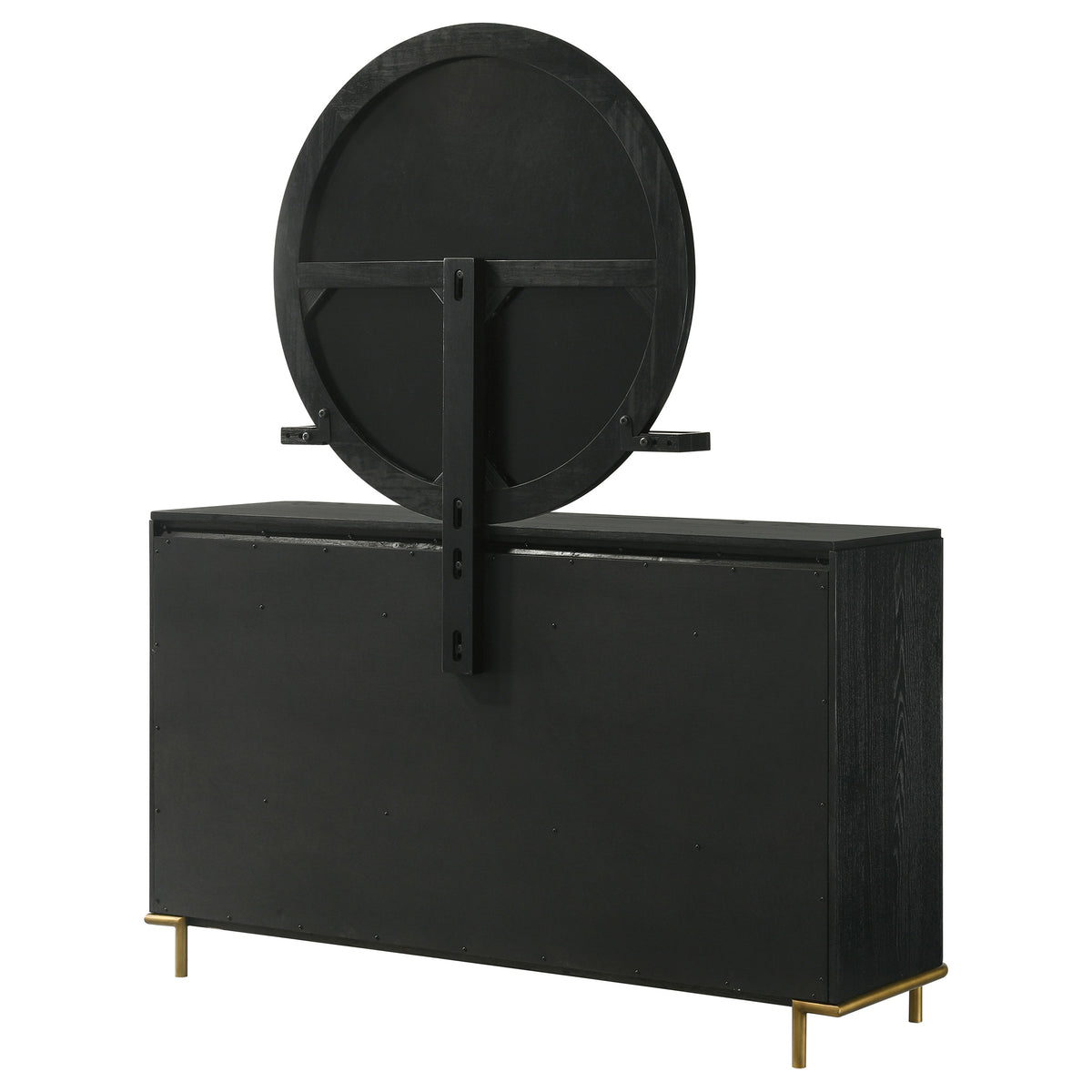 Arini 8-drawer Dresser with Round Mirror Black