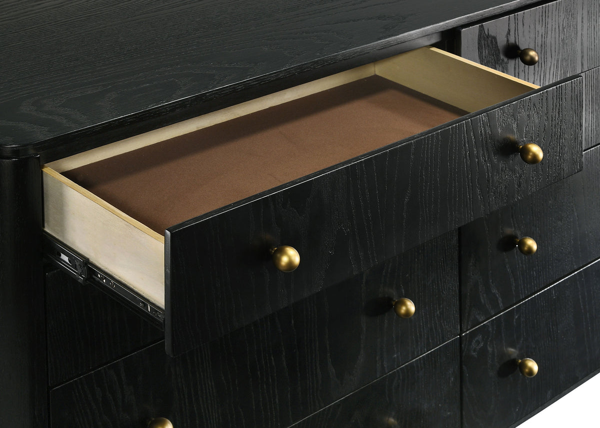 Arini 8-drawer Dresser with Round Mirror Black