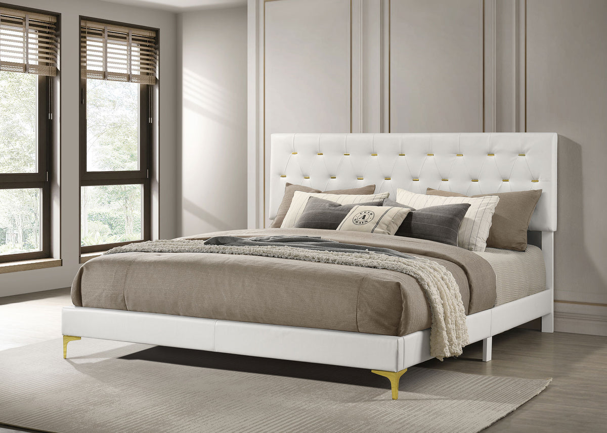 Kendall Upholstered Panel Bed Eastern King White