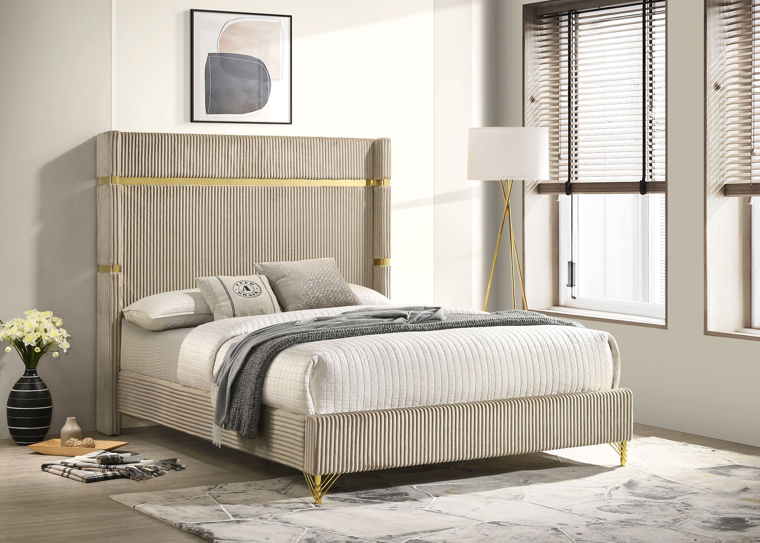 Lucia Upholstered Wingback Bed