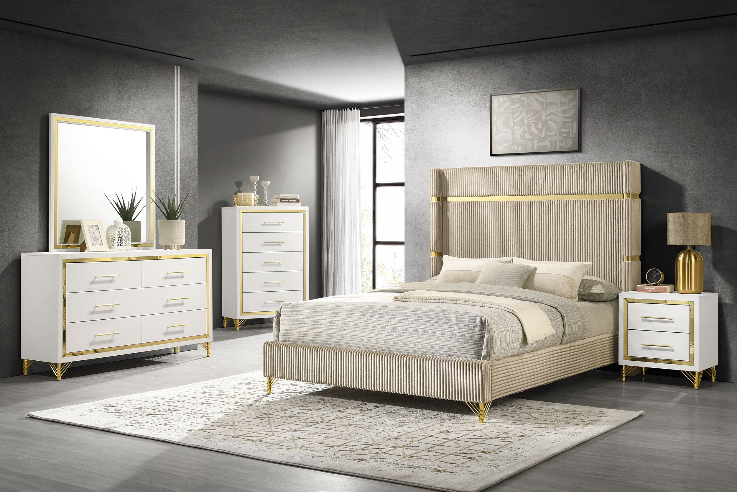 Lucia Upholstered Wingback Bed