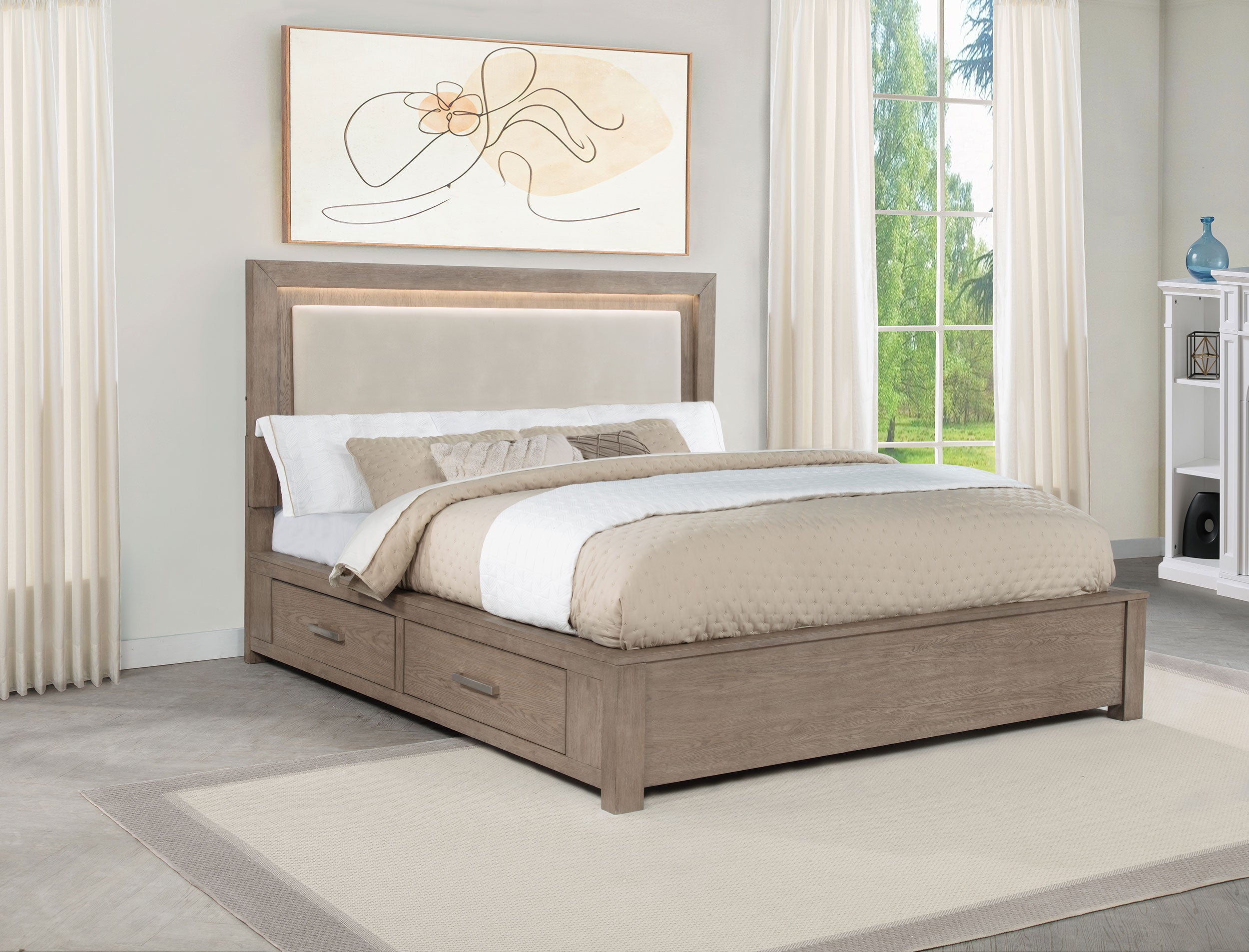 Kenora Wood LED Panel Storage Bed
