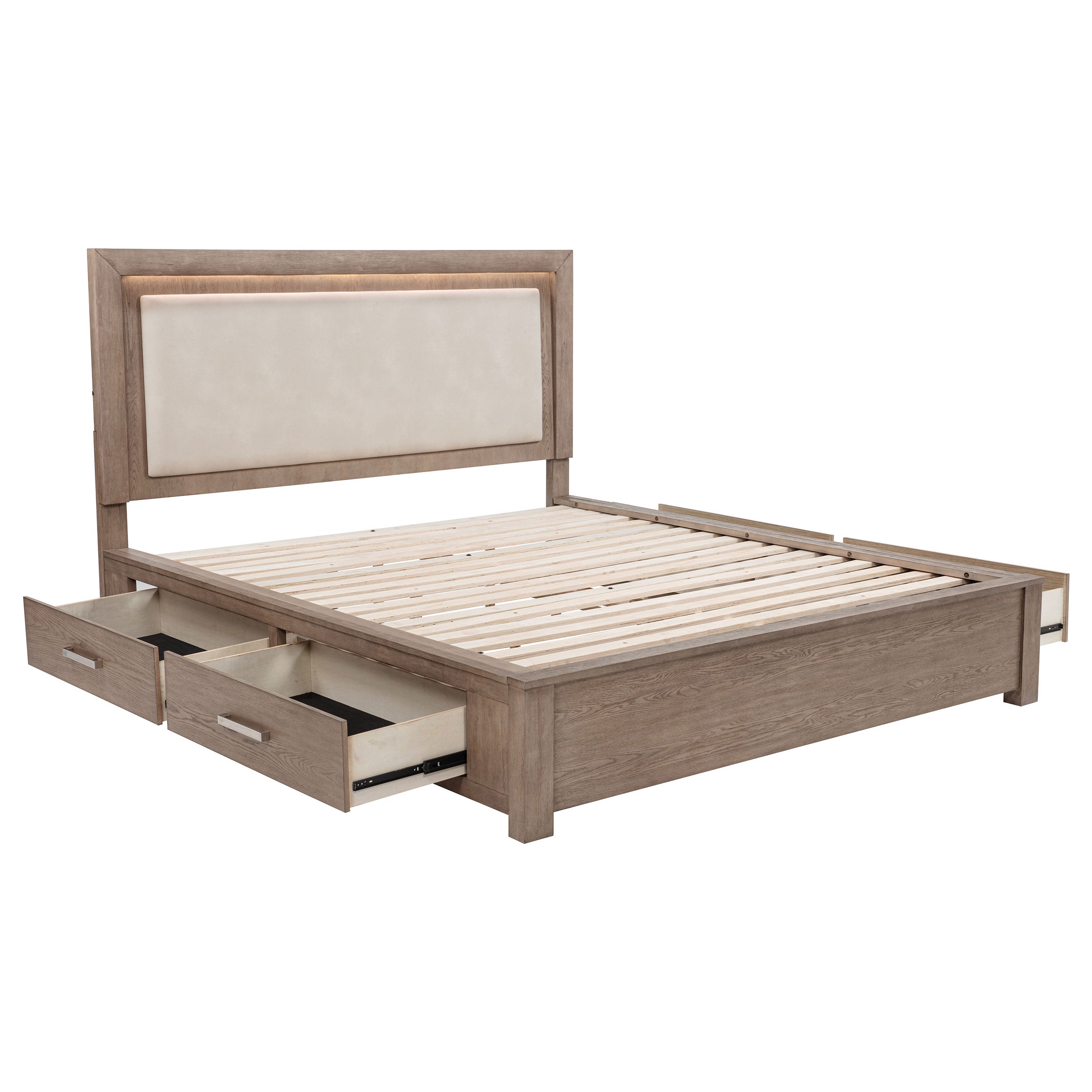 Kenora Wood LED Panel Storage Bed
