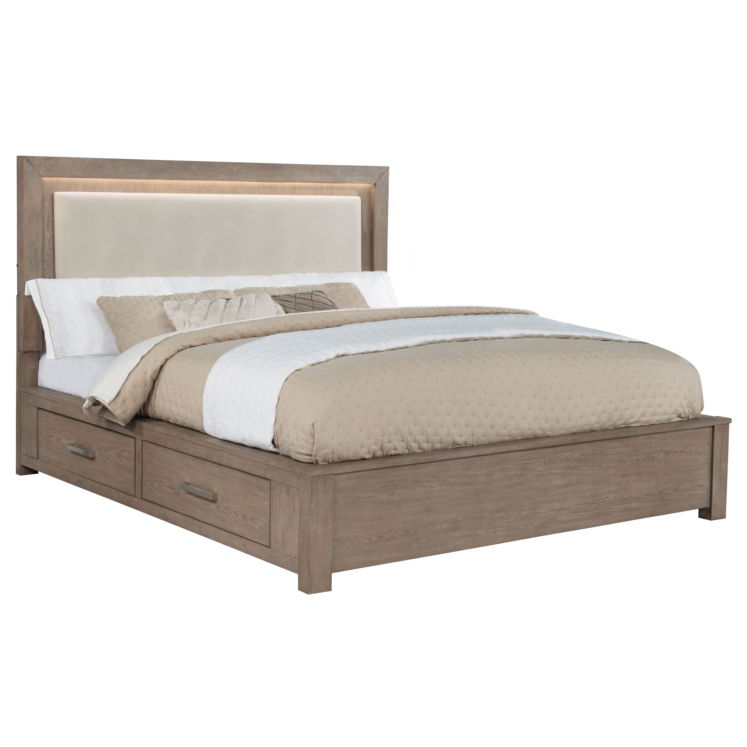 Kenora Wood LED Panel Storage Bed