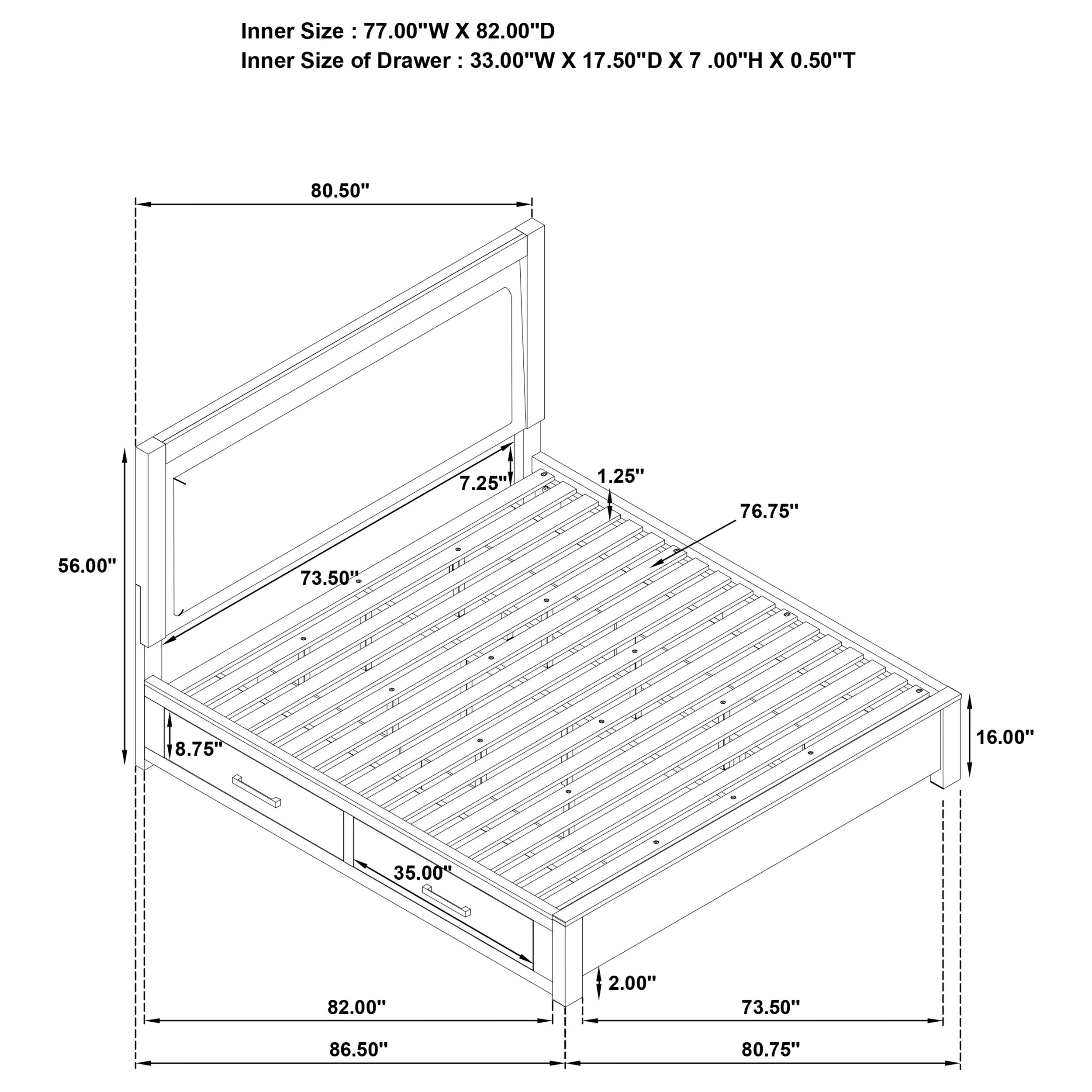 Kenora Wood LED Panel Storage Bed