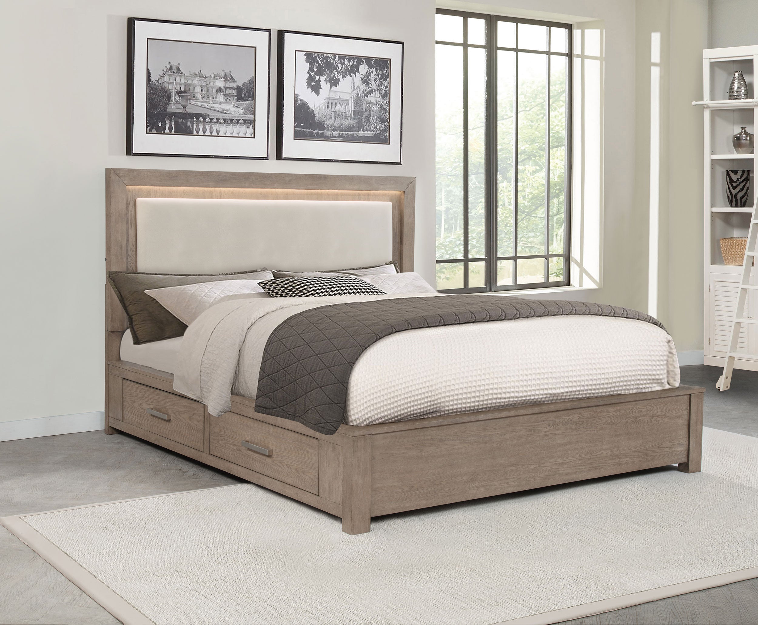 Kenora Wood LED Panel Storage Bed