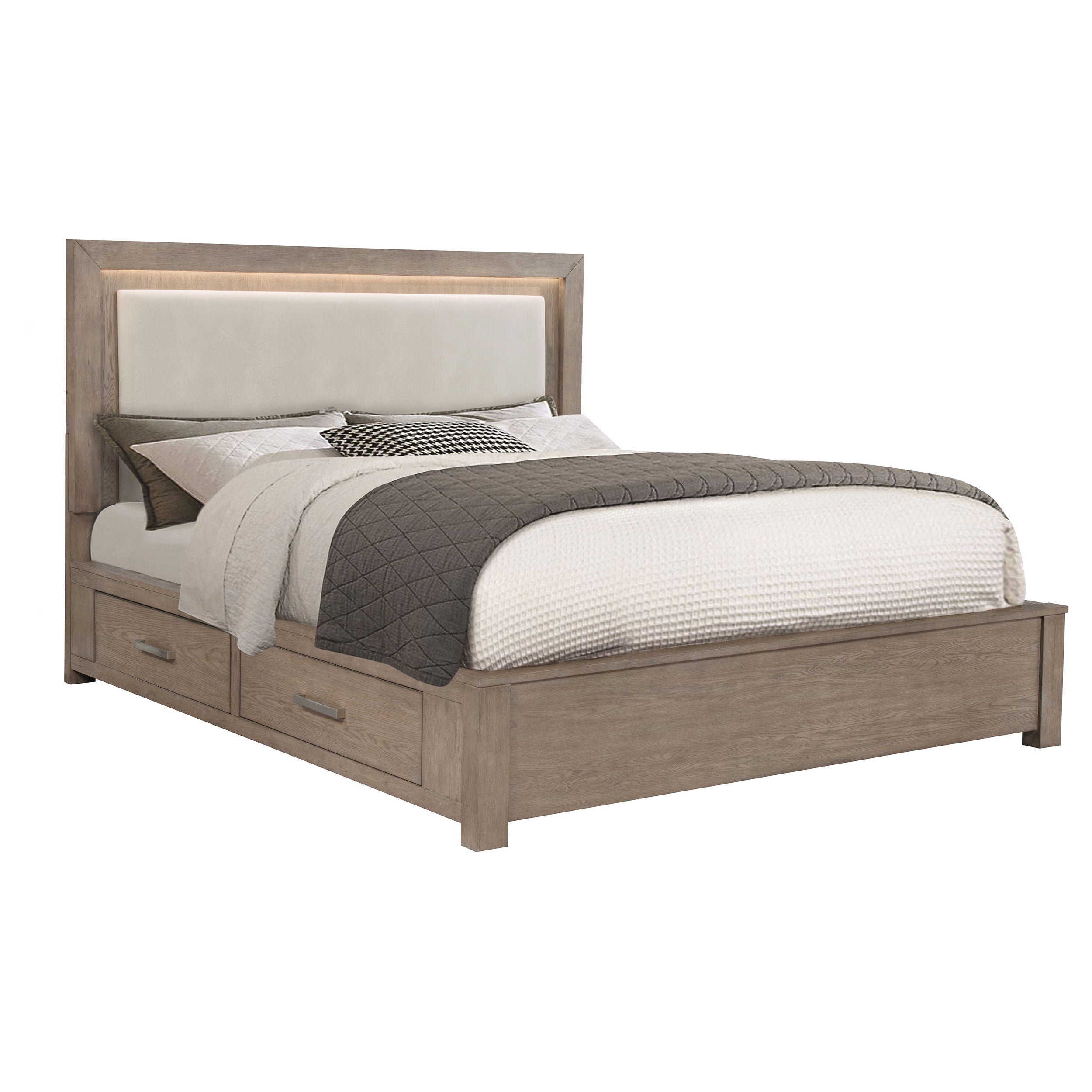 Kenora Wood LED Panel Storage Bed