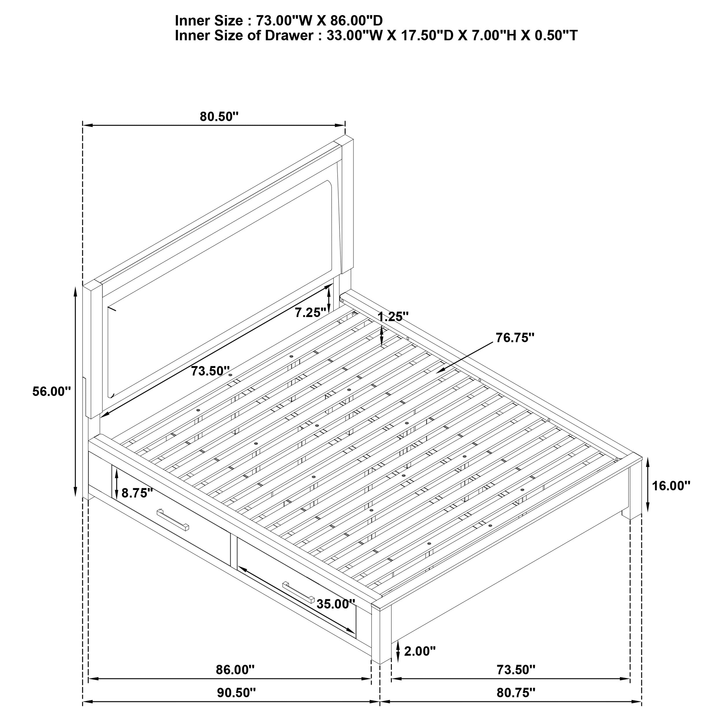 Kenora Wood LED Panel Storage Bed