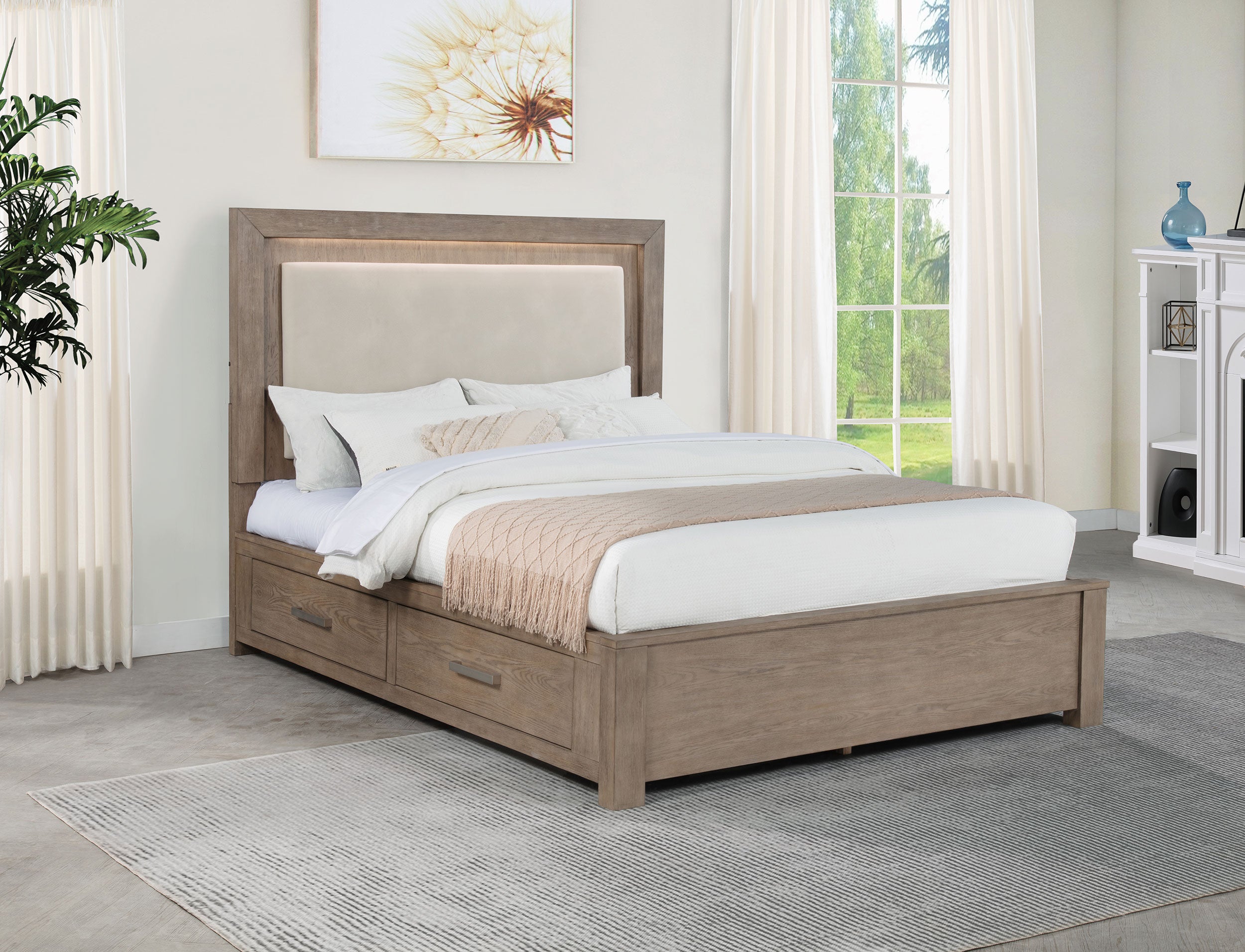 Kenora Wood LED Panel Storage Bed