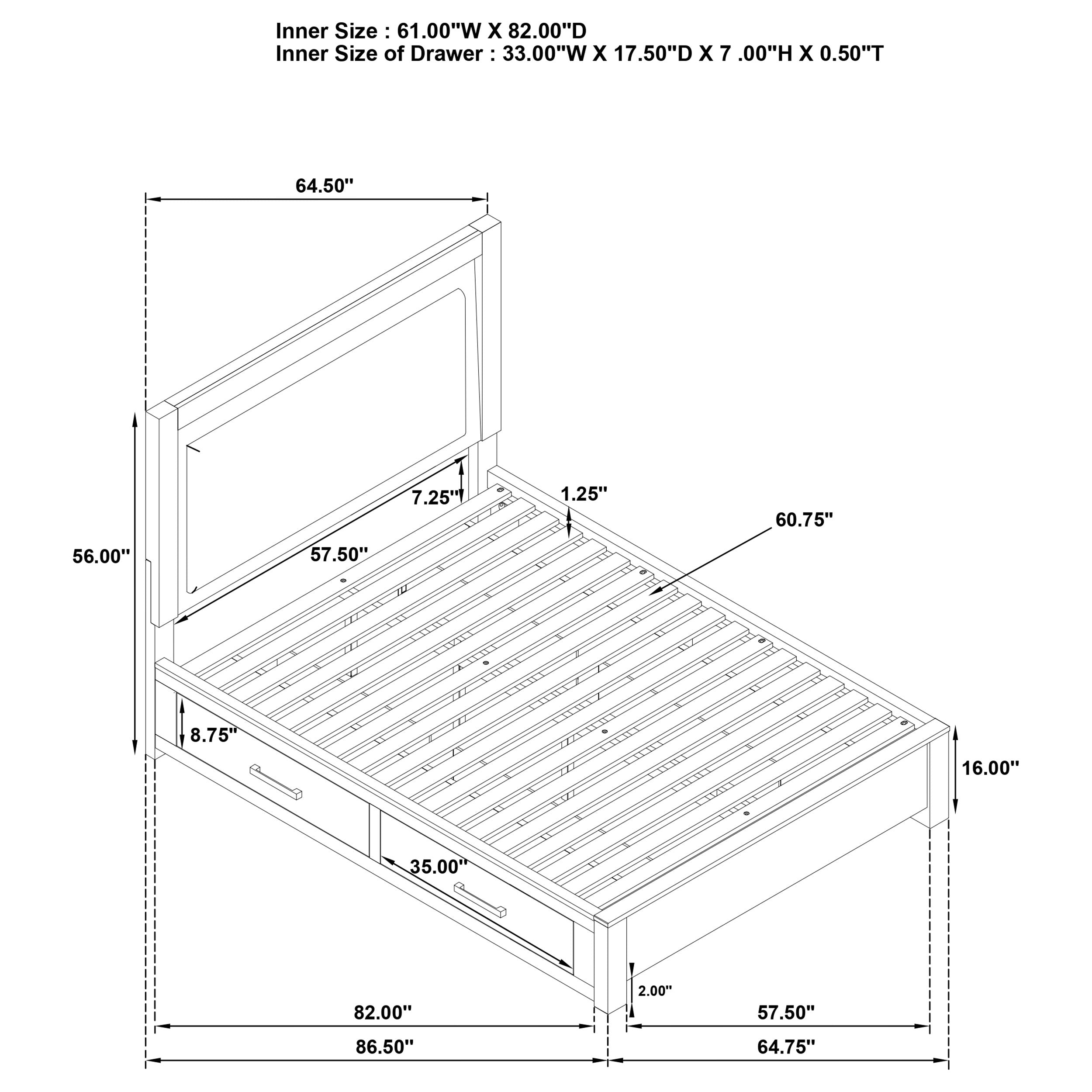 Kenora Wood LED Panel Storage Bed