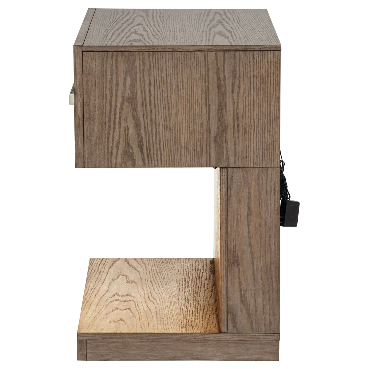 Kenora 1-drawer LED Nightstand Barley Brown